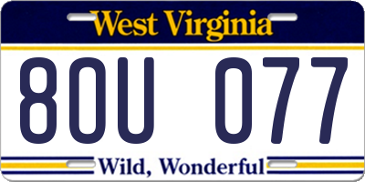 WV license plate 8OU077