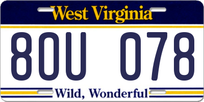 WV license plate 8OU078