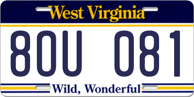 WV license plate 8OU081