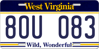 WV license plate 8OU083