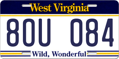 WV license plate 8OU084