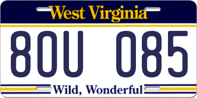 WV license plate 8OU085