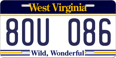 WV license plate 8OU086