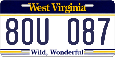 WV license plate 8OU087