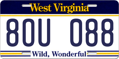 WV license plate 8OU088