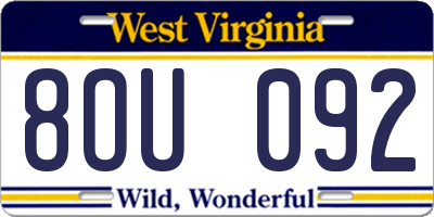 WV license plate 8OU092