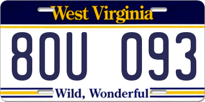 WV license plate 8OU093