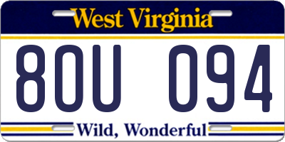 WV license plate 8OU094
