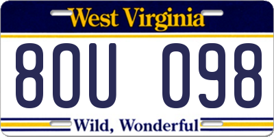WV license plate 8OU098