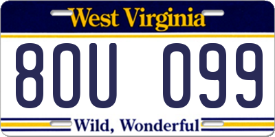 WV license plate 8OU099