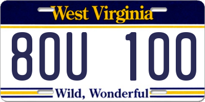 WV license plate 8OU100