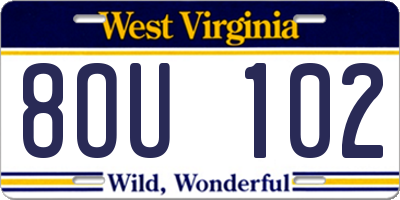 WV license plate 8OU102