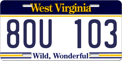 WV license plate 8OU103