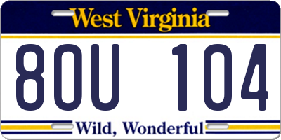 WV license plate 8OU104