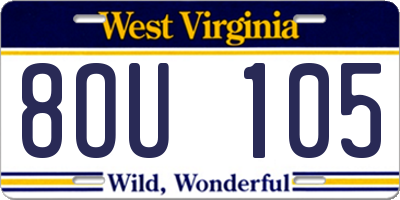 WV license plate 8OU105
