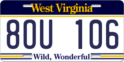 WV license plate 8OU106
