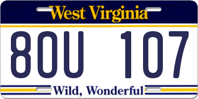 WV license plate 8OU107