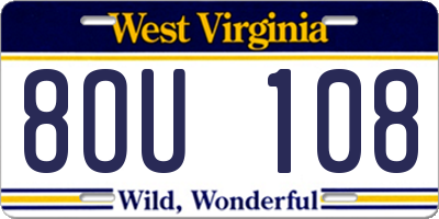 WV license plate 8OU108