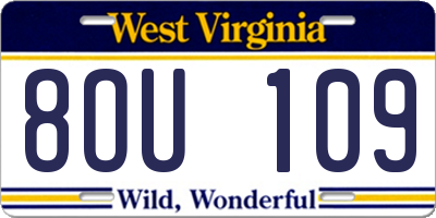 WV license plate 8OU109