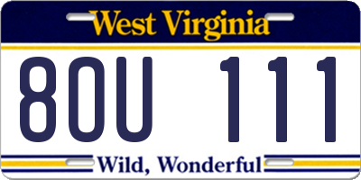 WV license plate 8OU111