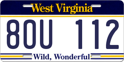 WV license plate 8OU112