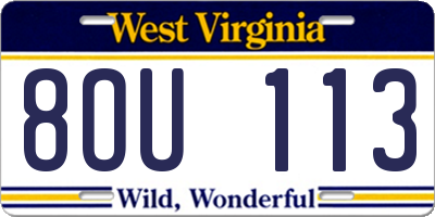 WV license plate 8OU113