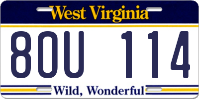 WV license plate 8OU114