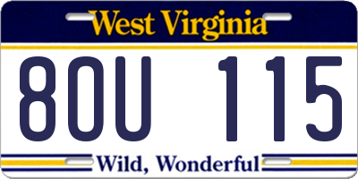 WV license plate 8OU115