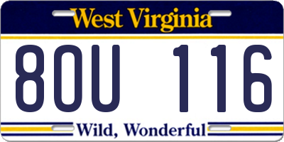 WV license plate 8OU116