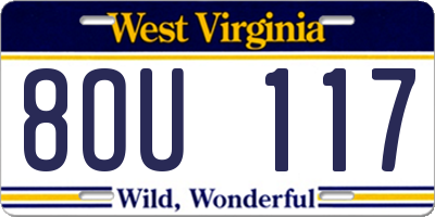 WV license plate 8OU117