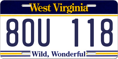 WV license plate 8OU118