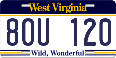WV license plate 8OU120