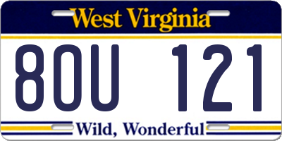WV license plate 8OU121