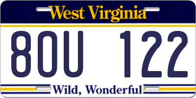 WV license plate 8OU122