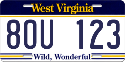 WV license plate 8OU123