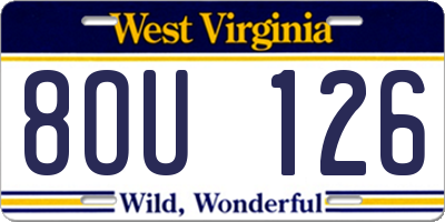 WV license plate 8OU126