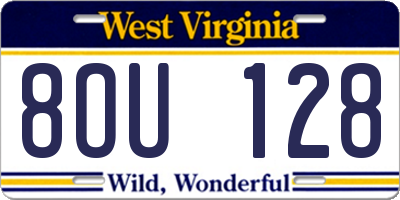 WV license plate 8OU128