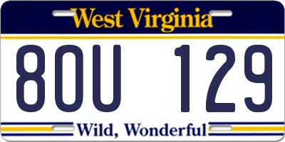 WV license plate 8OU129