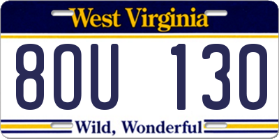 WV license plate 8OU130