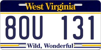 WV license plate 8OU131