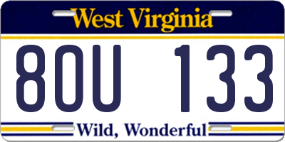 WV license plate 8OU133