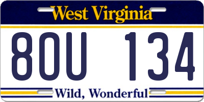 WV license plate 8OU134