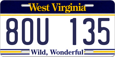 WV license plate 8OU135