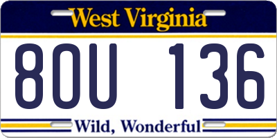 WV license plate 8OU136