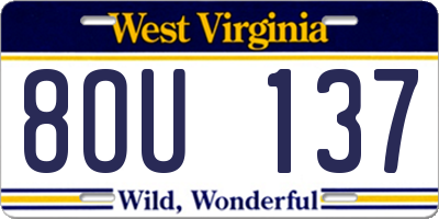 WV license plate 8OU137