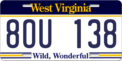 WV license plate 8OU138