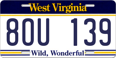 WV license plate 8OU139
