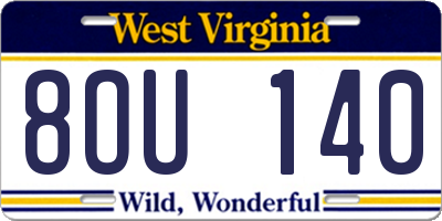 WV license plate 8OU140