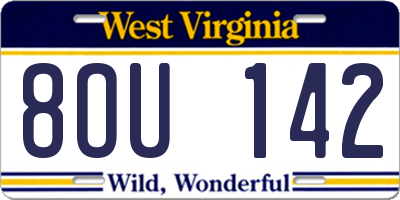 WV license plate 8OU142