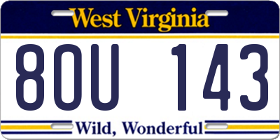 WV license plate 8OU143